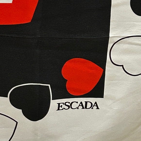 Vintage ESCADA Heart Print Silk Scarf – 33” Square - Picture 2 of 4